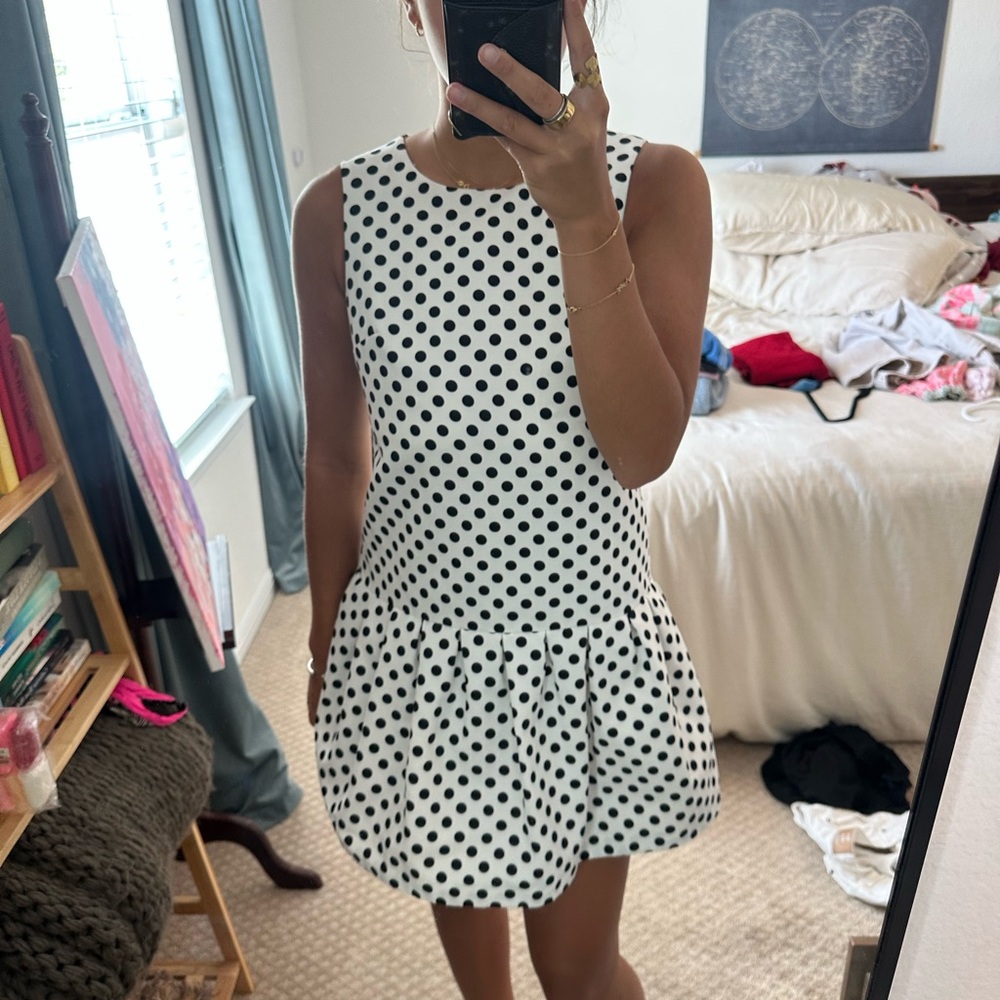 Vintage Donna Morgan Black and White Polka Dot Dress